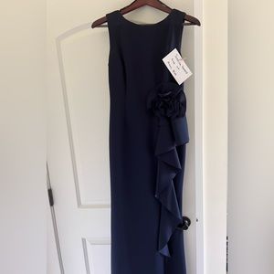 Navy Blue Maxi Dress with flower